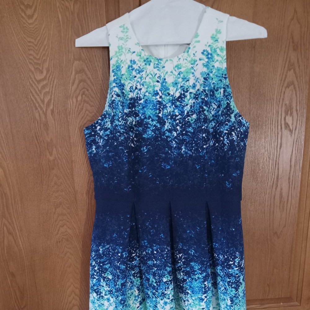 LUXE by Carmen Marc Valvo - Blue/White Floral Dress -  Size 6